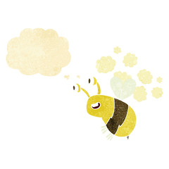 cartoon happy bee with thought bubble