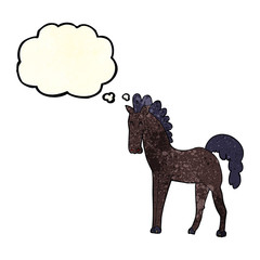 cartoon horse with thought bubble