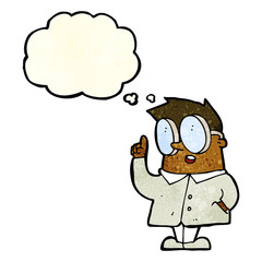 cartoon scientist with thought bubble