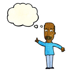 cartoon man issuing stern warning with thought bubble