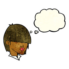 cartoon fashion haircut  with thought bubble