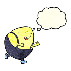 cartoon humpty dumpty egg character with thought bubble