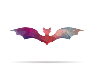 low poly bat colorful icon