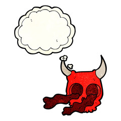 cartoon halloween skull with thought bubble