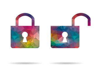 low poly colorful icon locks