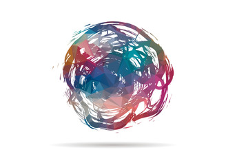 low poly colorful ink icon