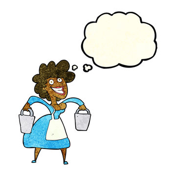 recommend clip art: cartoon milkmaid carrying buckets with thought bubble