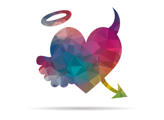 low poly good and bad heart icon