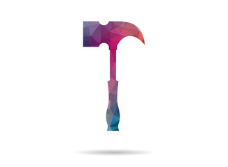 low poly hammer colorful icon