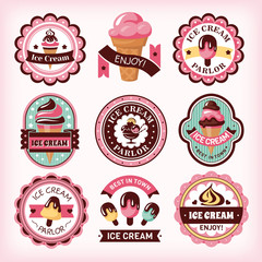 Set of ice cream labels