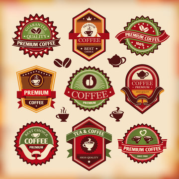 Set of vector vintage coffee labels