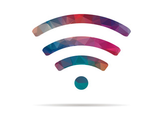 low poly wifi icon multicolor