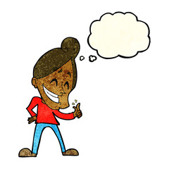 cartoon man snapping fingers with thought bubble