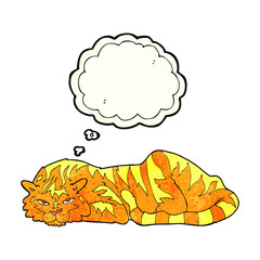 cartoon resting tiger with thought bubble
