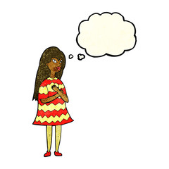 cartoon surprised girl with thought bubble