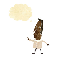 cartoon pointing man with thought bubble