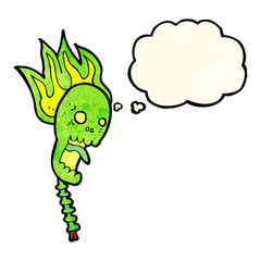 spooky cartoon skull with thought bubble