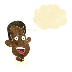 cartoon male face with thought bubble