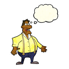cartoon shocked man with thought bubble