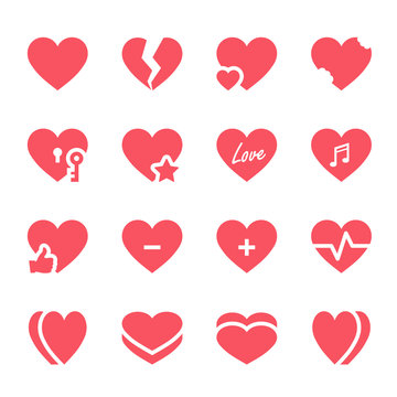 Vector hearts icons set on White Background. Vector Illustration