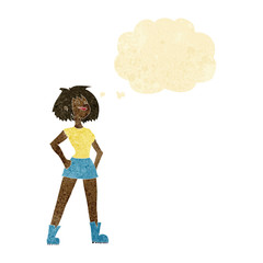 cartoon capable woman with thought bubble