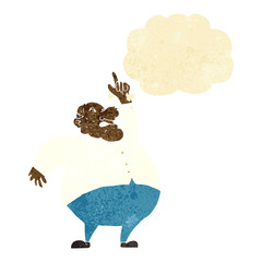 cartoon big fat boss with thought bubble