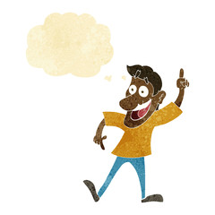 cartoon man with great idea with thought bubble