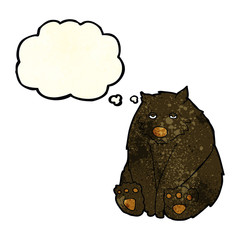 cartoon unhappy black bear with thought bubble