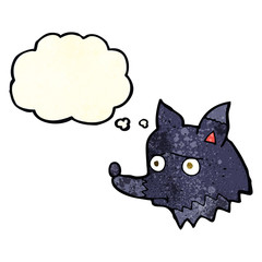 cartoon unhappy dog with thought bubble