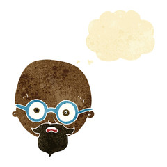 cartoon shocked man with beard with thought bubble
