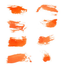 Orange brush strokes set