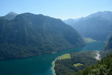 Konigssee lake in Valley in Alps