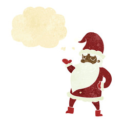 cartoon santa claus with thought bubble