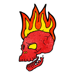 cartoon flaming skull