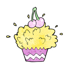 cartoon exploding cupcake