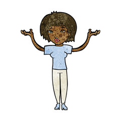 cartoon woman shrugging shoulders