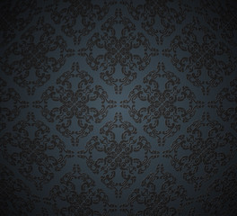 Floral pattern dark style vector wallpaper background