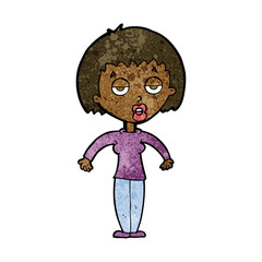 cartoon woman shrugging shoulders