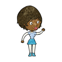 cartoon woman waving