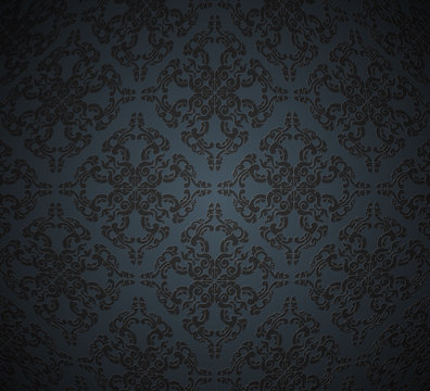 Floral pattern dark style vector wallpaper background