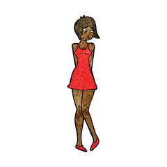 cartoon pretty woman in dress