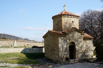 Fototapeta na wymiar Tiny St. Nino Church at Samtavro Monastery in Mtskheta, Georgia
