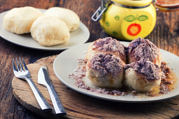 steamed bun with jam from yeast dough