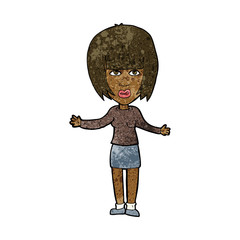 cartoon woman shrugging shoulders