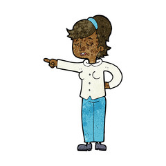 cartoon friendly woman pointing