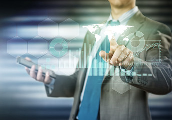 Man working with virtual panel