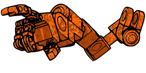 Rusty hand on transparent background
