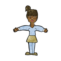 cartoon woman shrugging shoulders