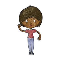 cartoon waving woman