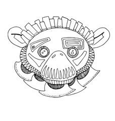 the monkey hand drawing outline cartoon isolated on the white background